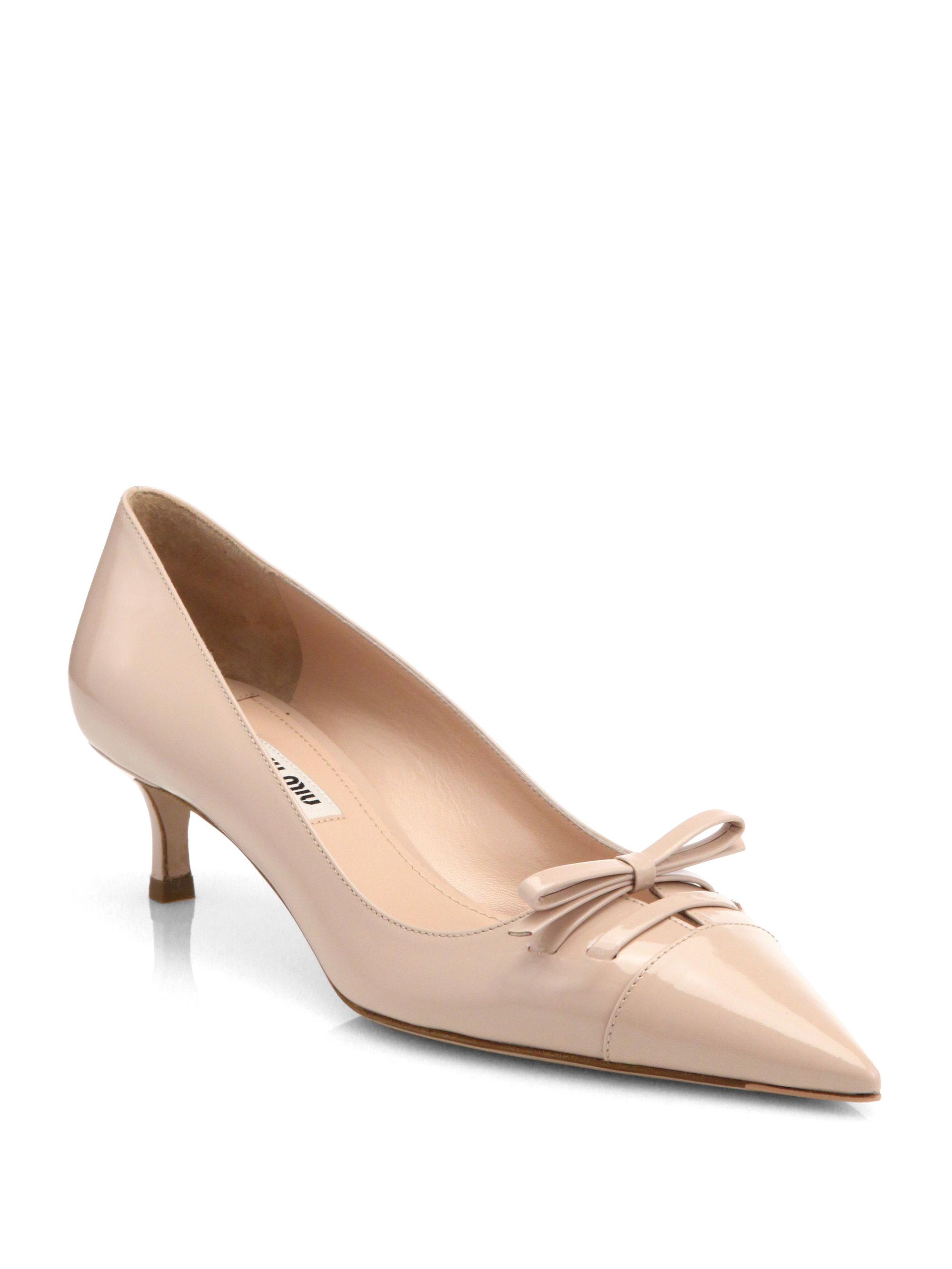 Lyst - Miu miu Patent Leather Kittenheel Pumps in Black