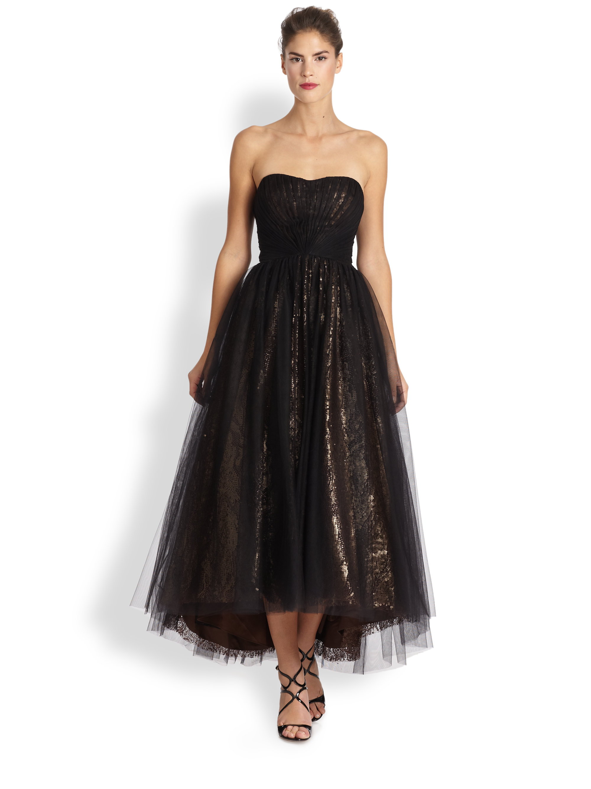 Ml monique lhuillier Strapless Tulle Ballerina Gown in Black | Lyst Ml monique lhuillier Strapless Tulle Ballerina Gown in Black | Lyst