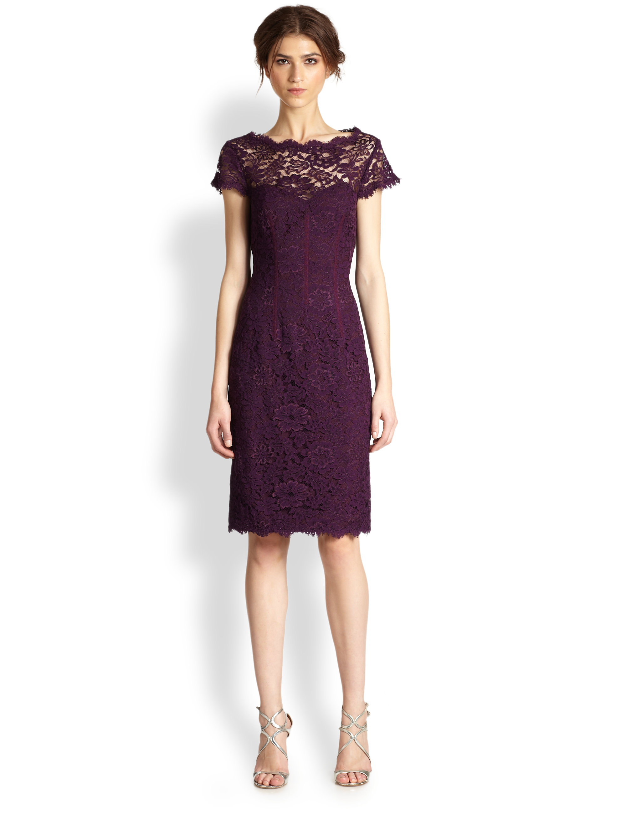 Lyst - Ml monique lhuillier Lace Dress in Purple