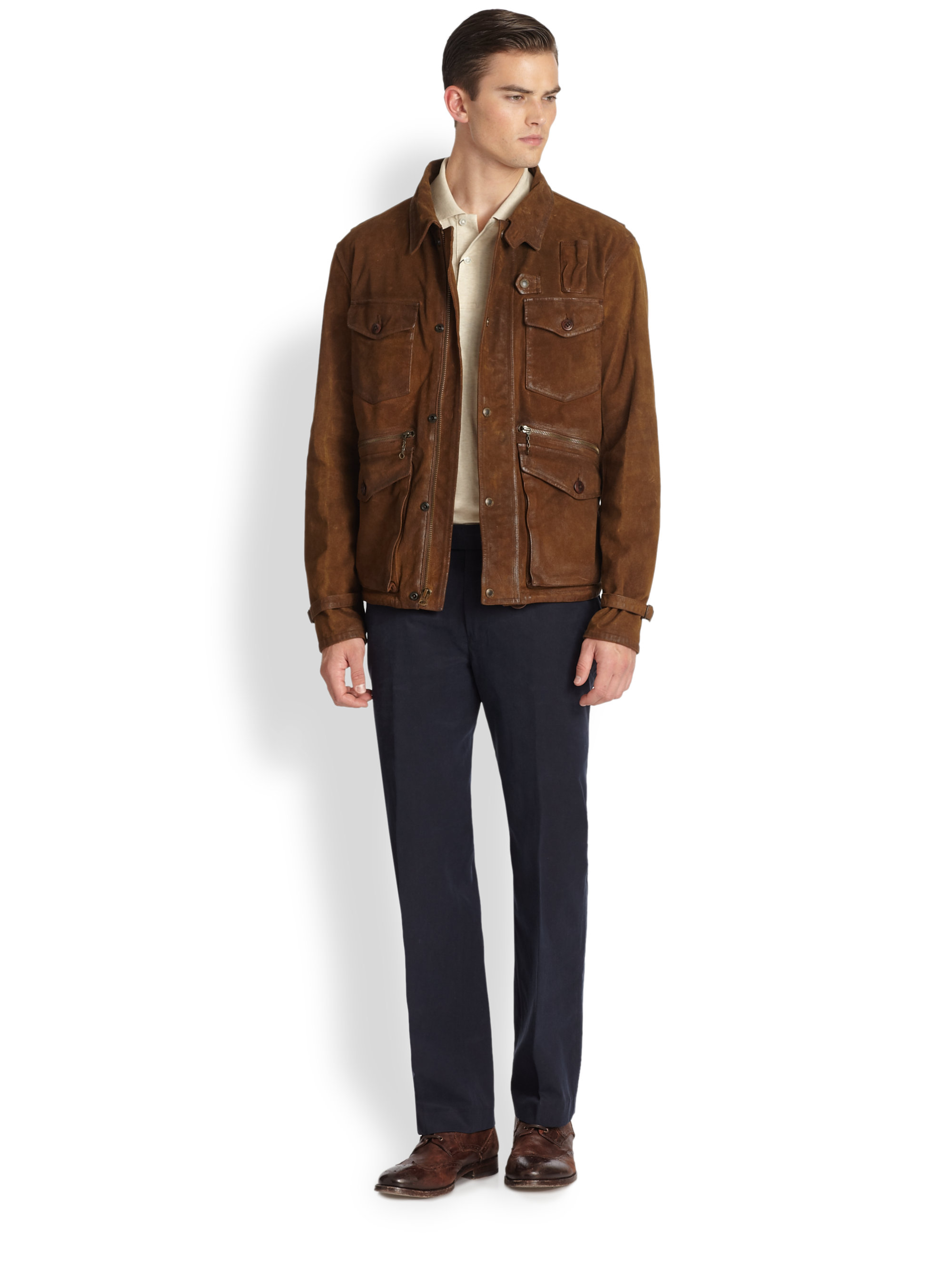 Polo Ralph Lauren Suede Utility Jacket in Brown for Men - Lyst
