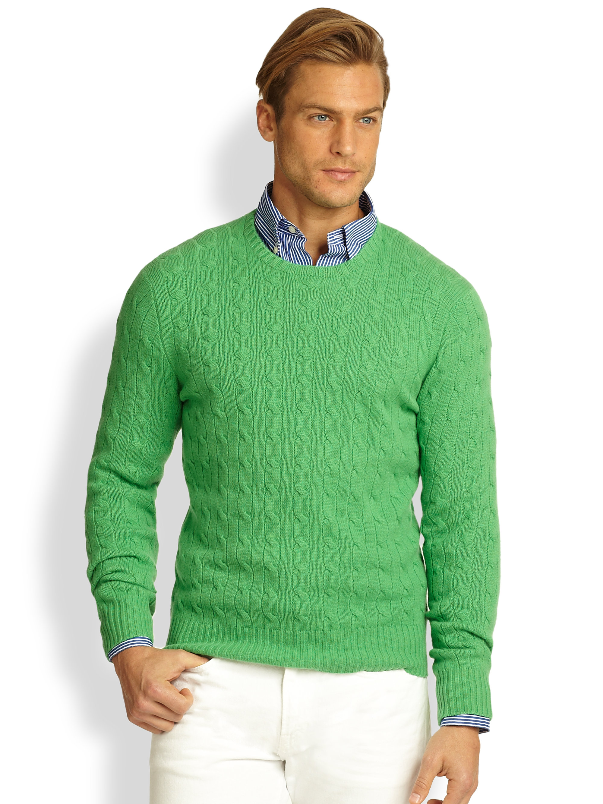 Polo ralph  lauren  Cableknit Cashmere Sweater  in Green for 