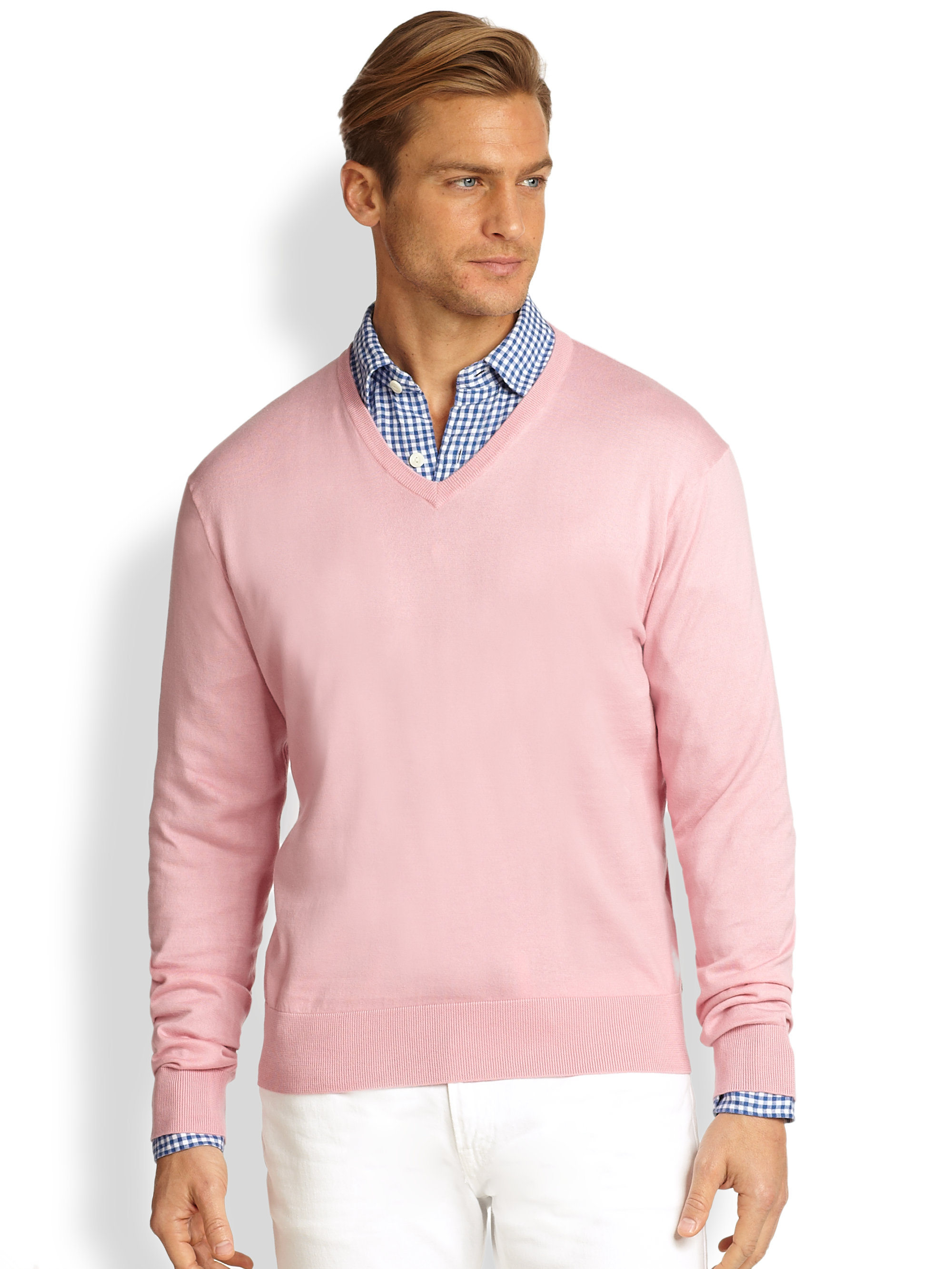 je bent Me Sentimenteel Polo Ralph Lauren Cotton V-neck Sweater in Pink for Men | Lyst