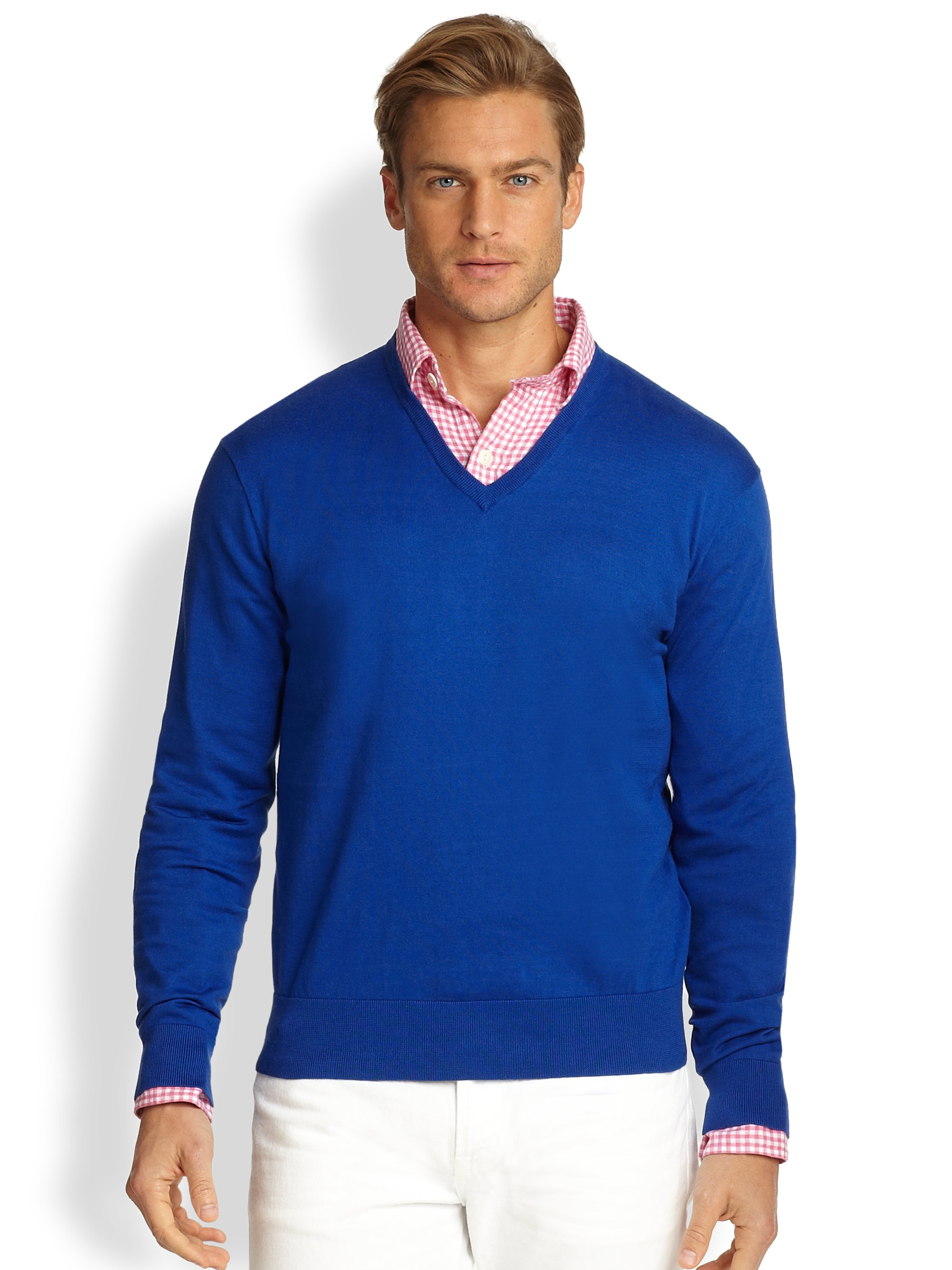Polo Ralph Lauren Cotton V-neck Sweater in Blue for Men - Lyst