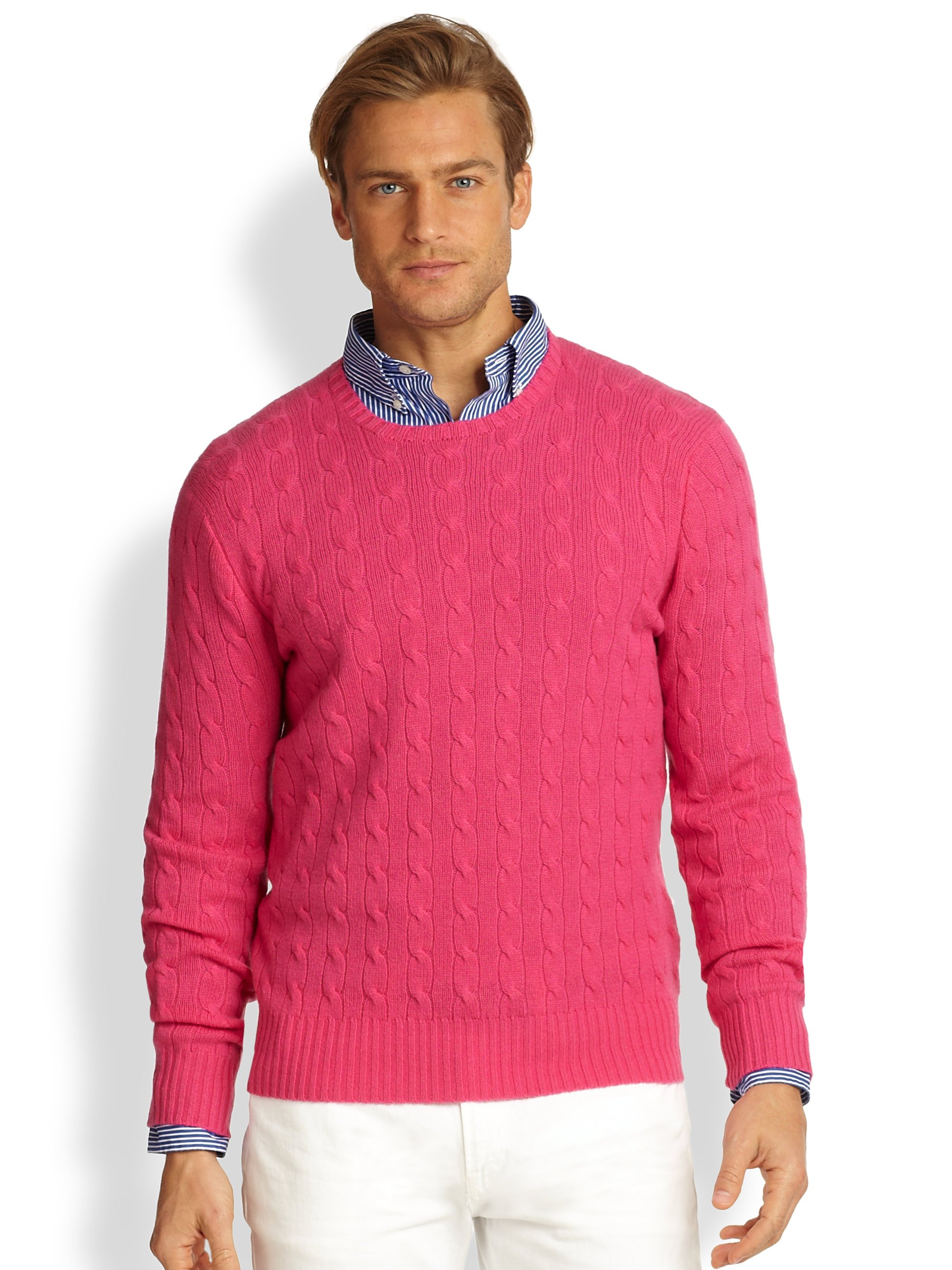 ralph lauren men's cashmere cable knit sweater