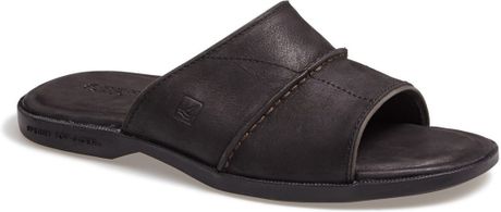 Sperry Top-sider Capitola Leather Slide Sandal in Black for Men | Lyst