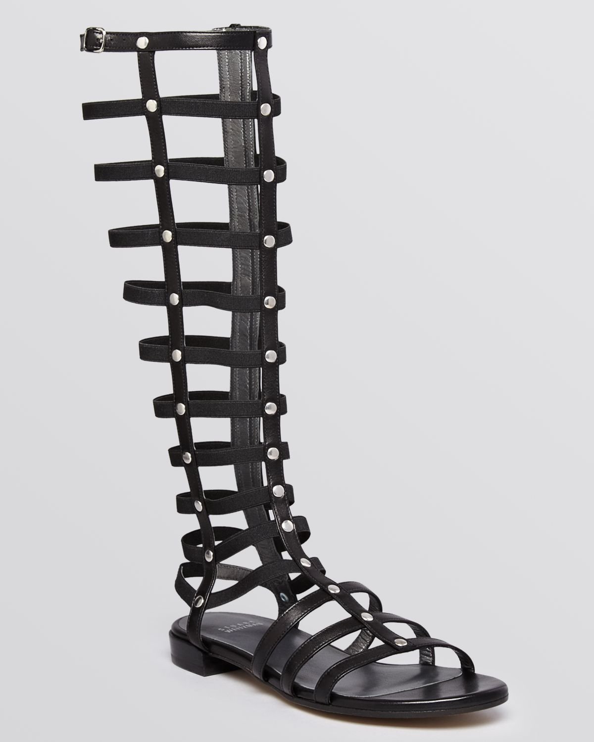 Stuart Weitzman Leather Gladiator Knee High Sandals in Black - Lyst