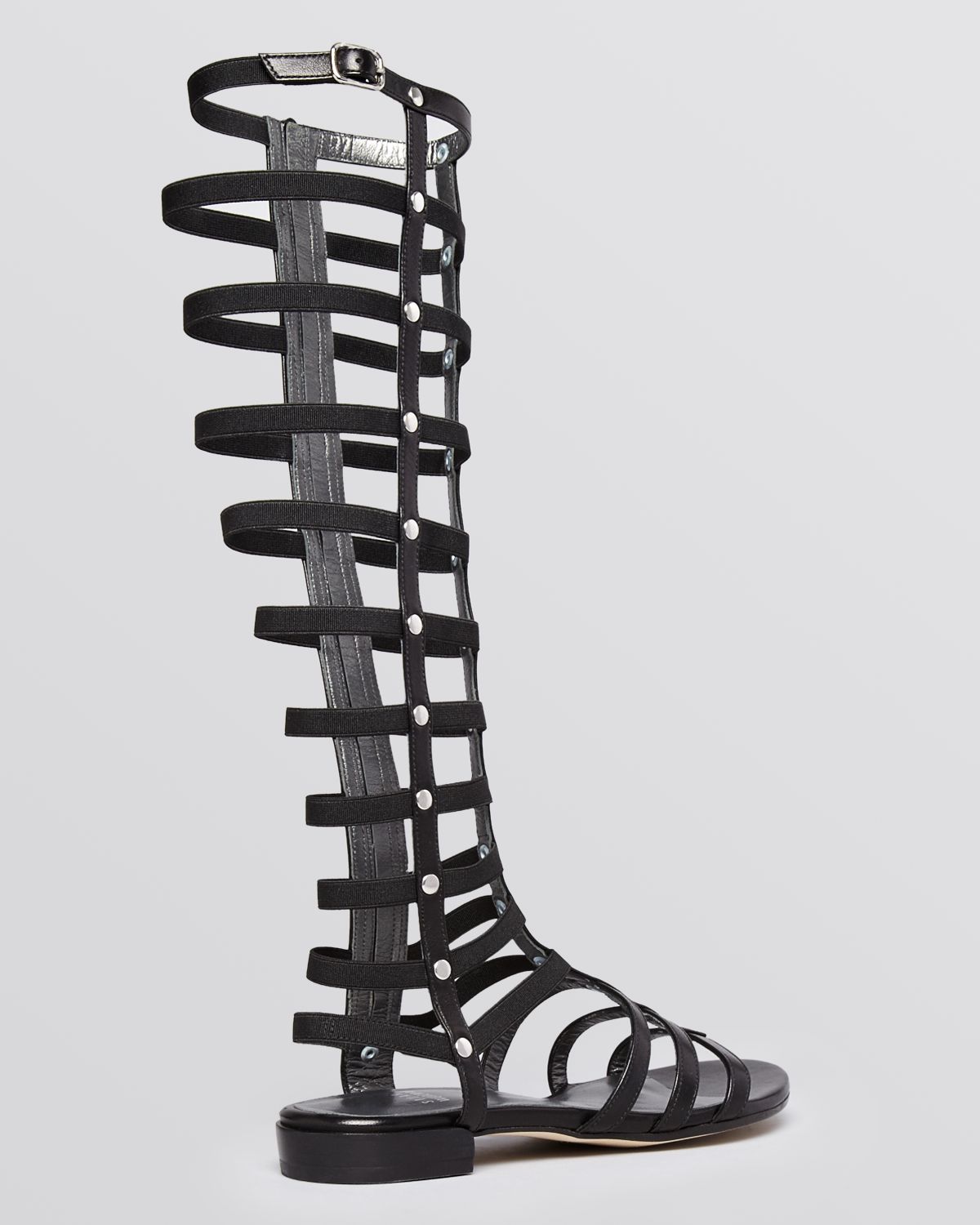 Stuart Weitzman Leather Gladiator Knee High Sandals in Black - Lyst