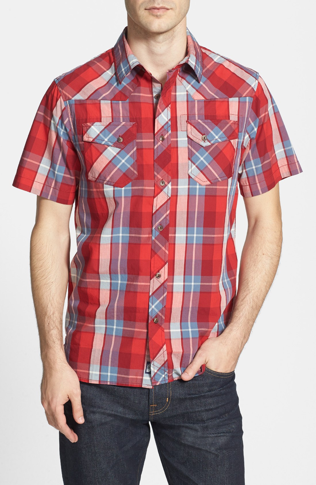 The North Face Darden Plaid Cotton Poplin Short Sleeve Shirt in Red for ...