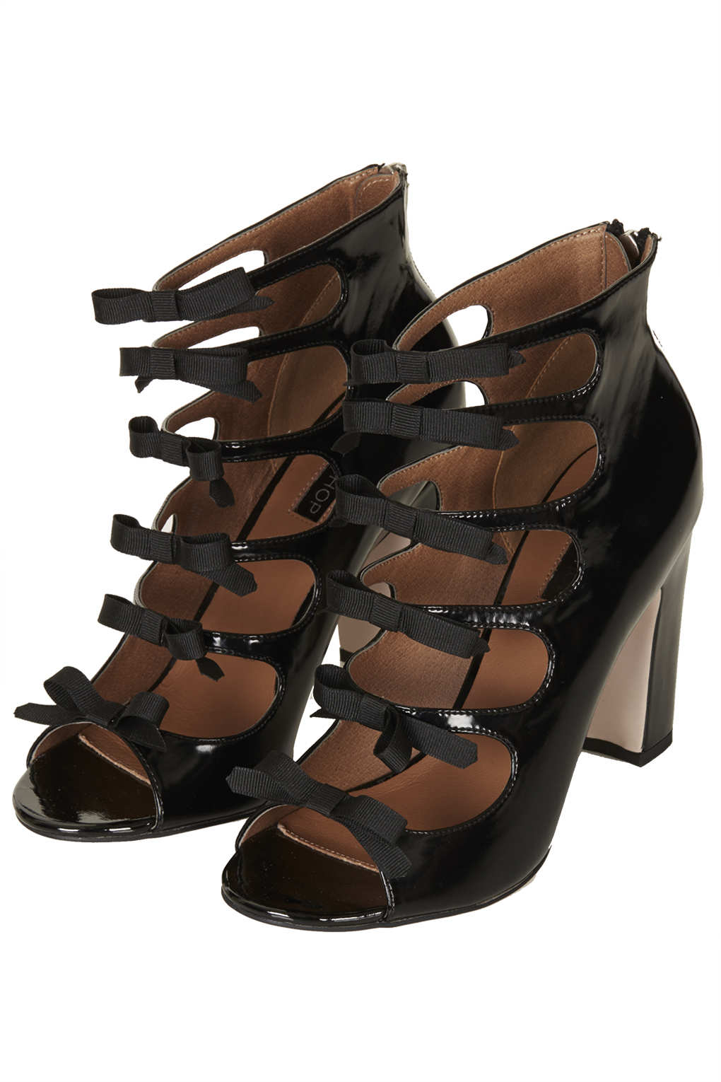 black block heels with bow
