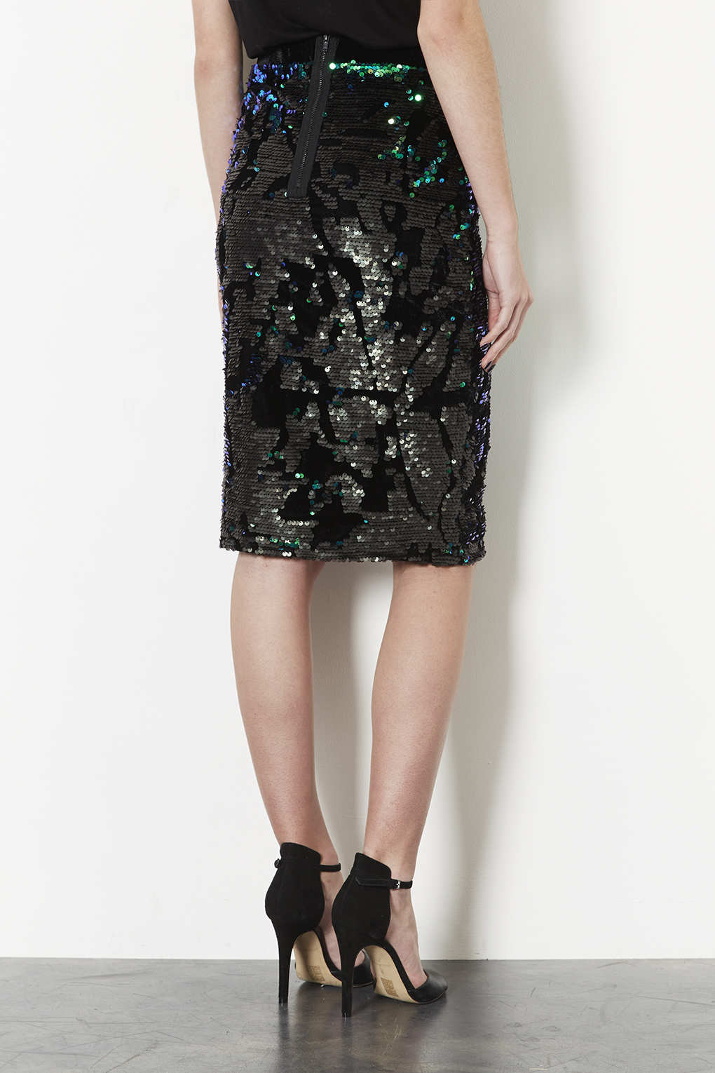 Plus size black sequin pencil skirt Clearance