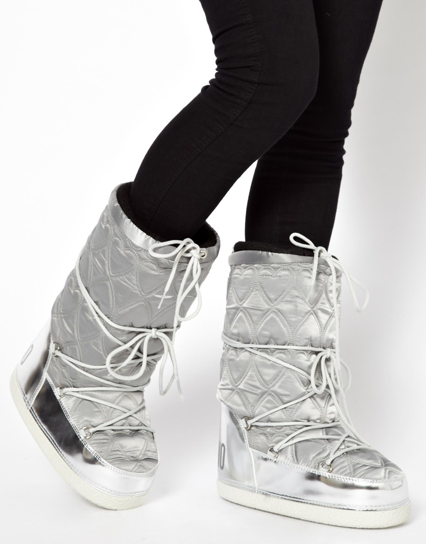 Love Moschino Love Moschino Silver Moon Boots in Metallic - Lyst