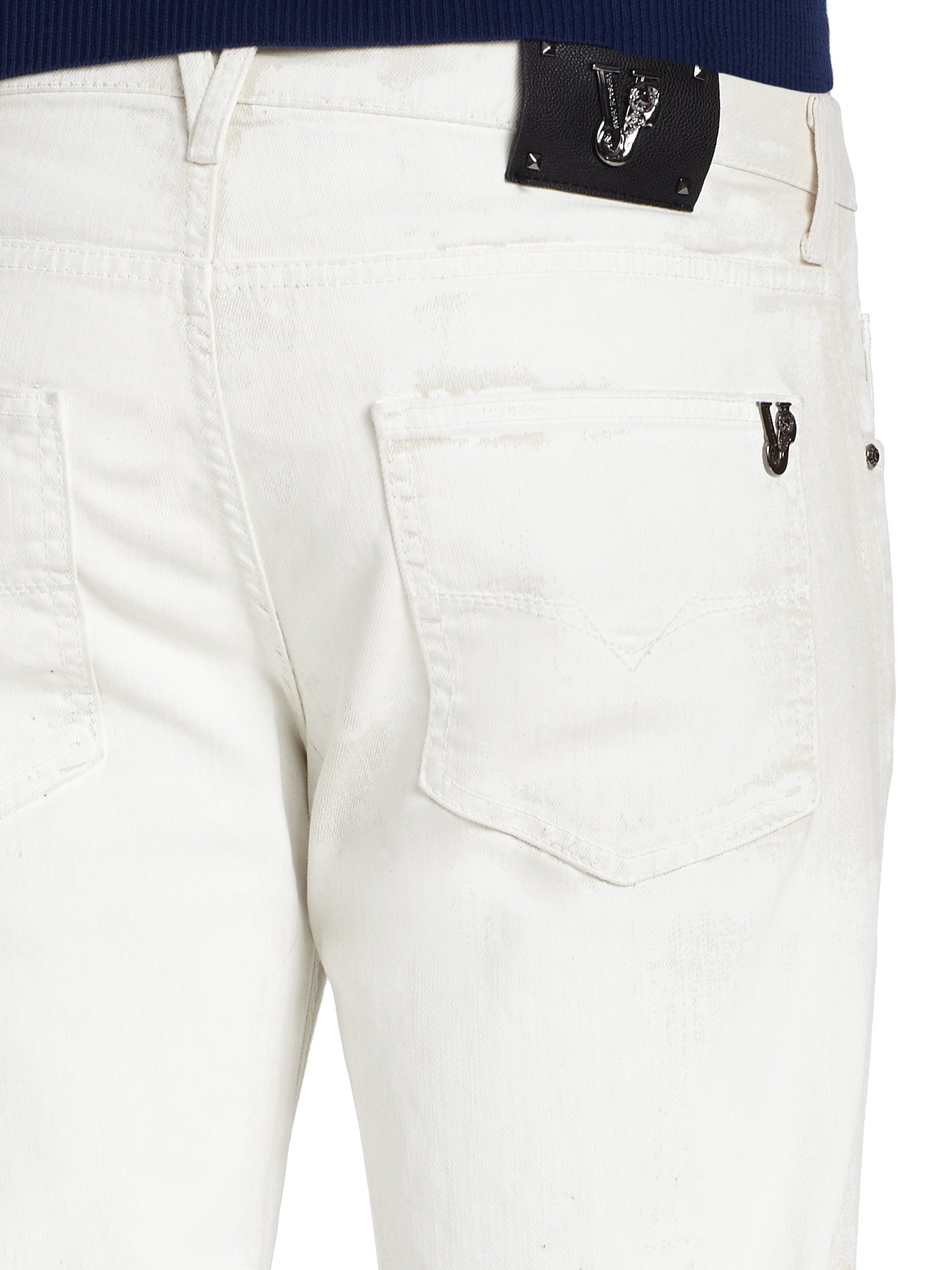 Lyst - Versace Jeans Logo Straightleg Jeans in White for Men