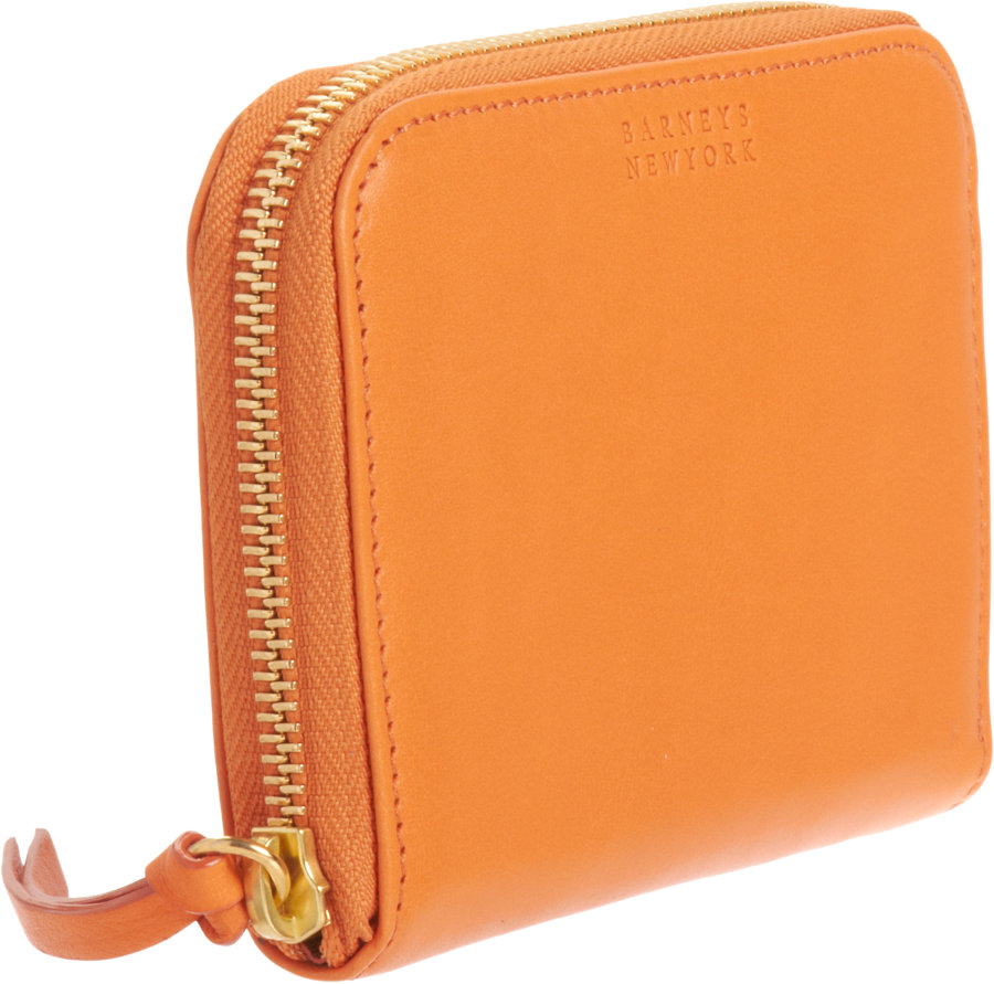 Barneys new york Small Zip Around Wallet in Orange | Lyst