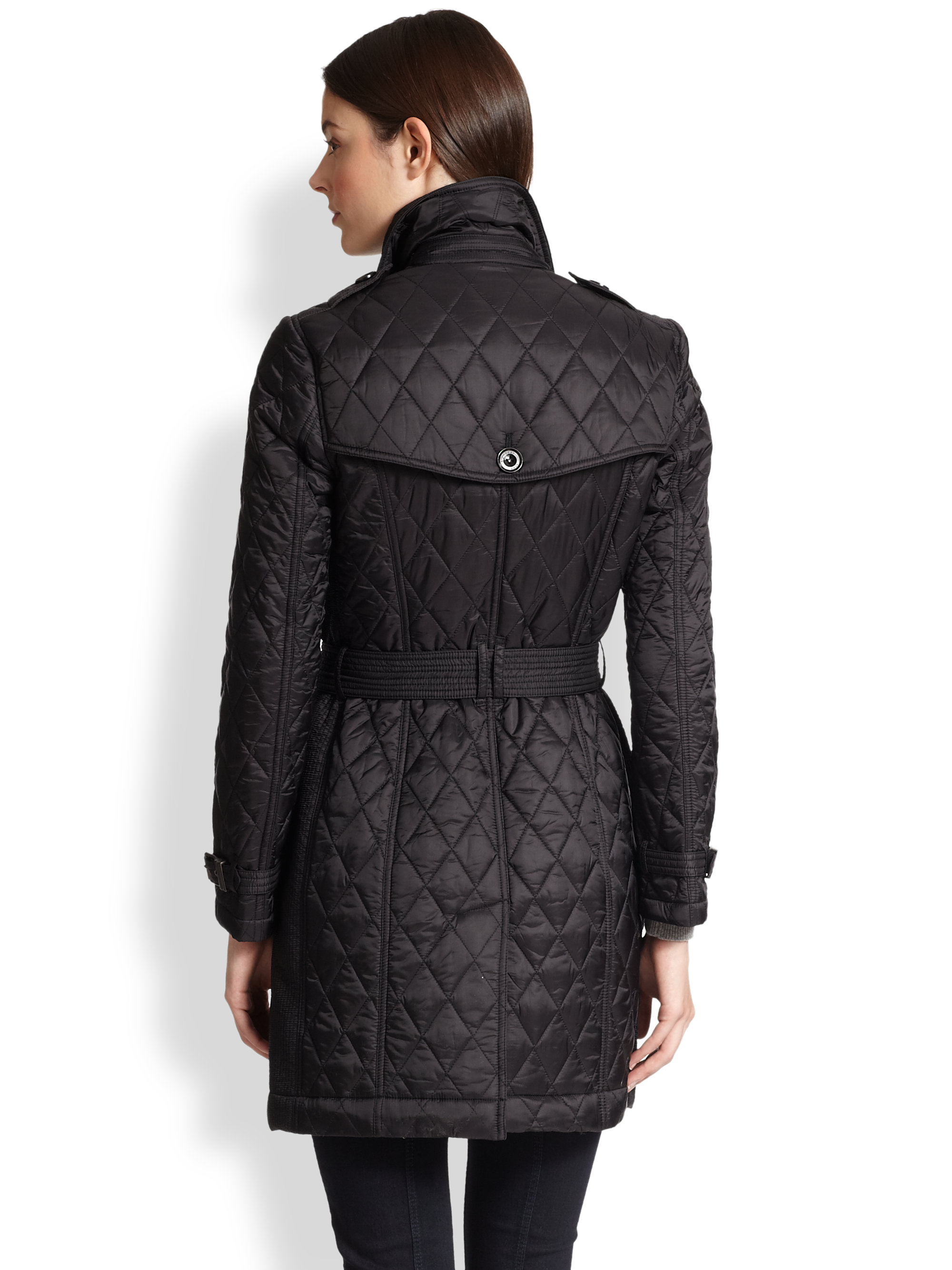 Burberry Brit Flynsbury Double-breasted Quilted Coat in Black - Lyst