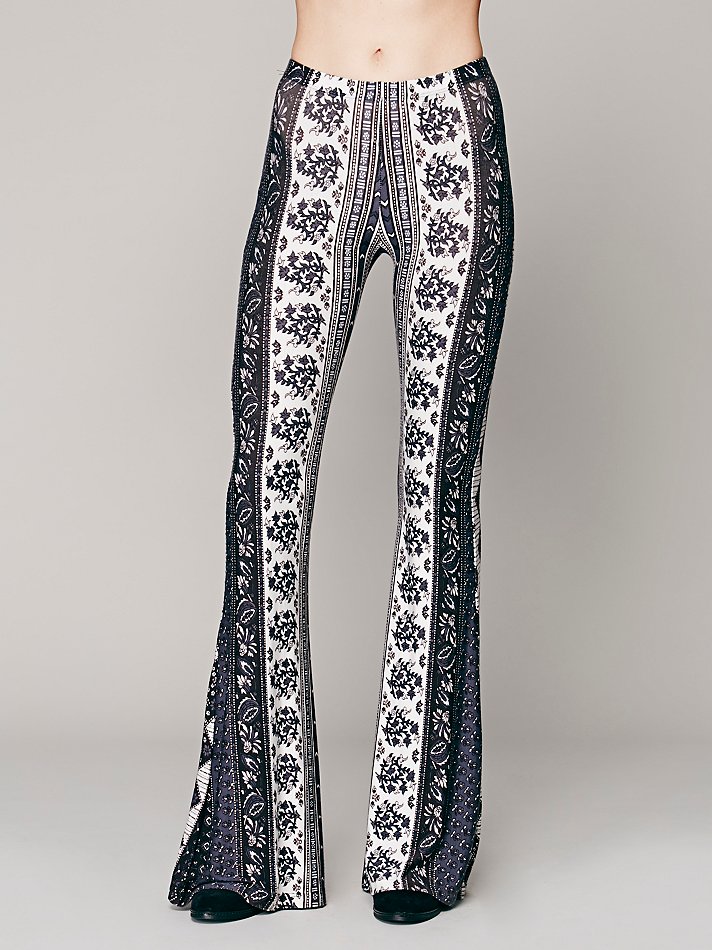Free people Border Print Bell Bottoms in Gray (Ash Tangier) | Lyst