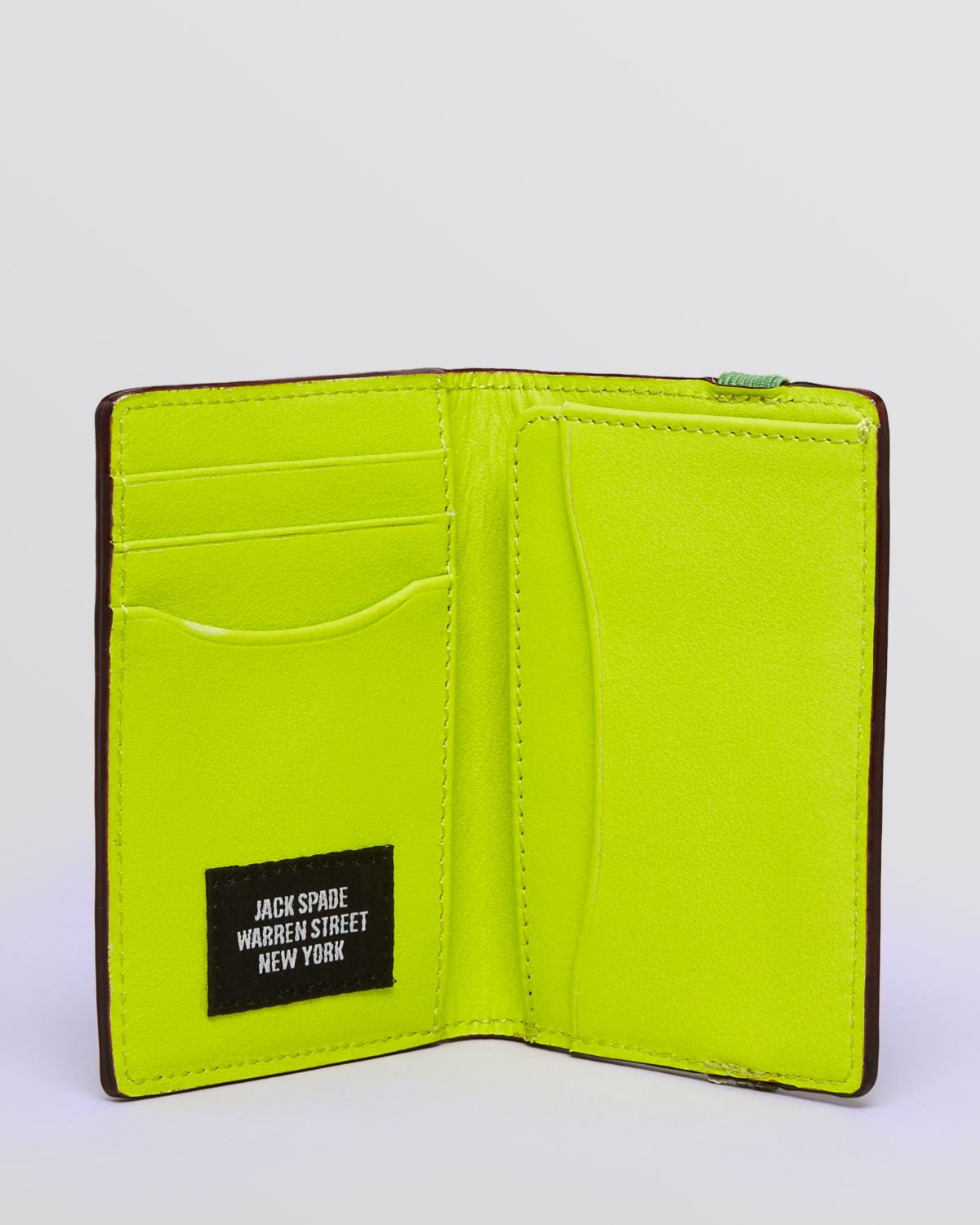 Jack Spade Leather Vertical Bifold Wallet in Lime/Green (Green) for Men - Lyst