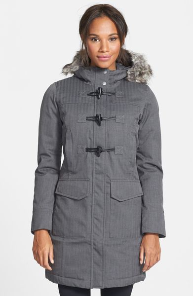 The North Face Alekzia Faux Fur Trim Jacket in Gray (Graphite Grey) | Lyst