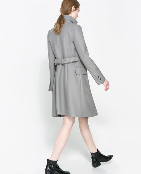 Zara Funnel Coat in Gray (Grey) | Lyst