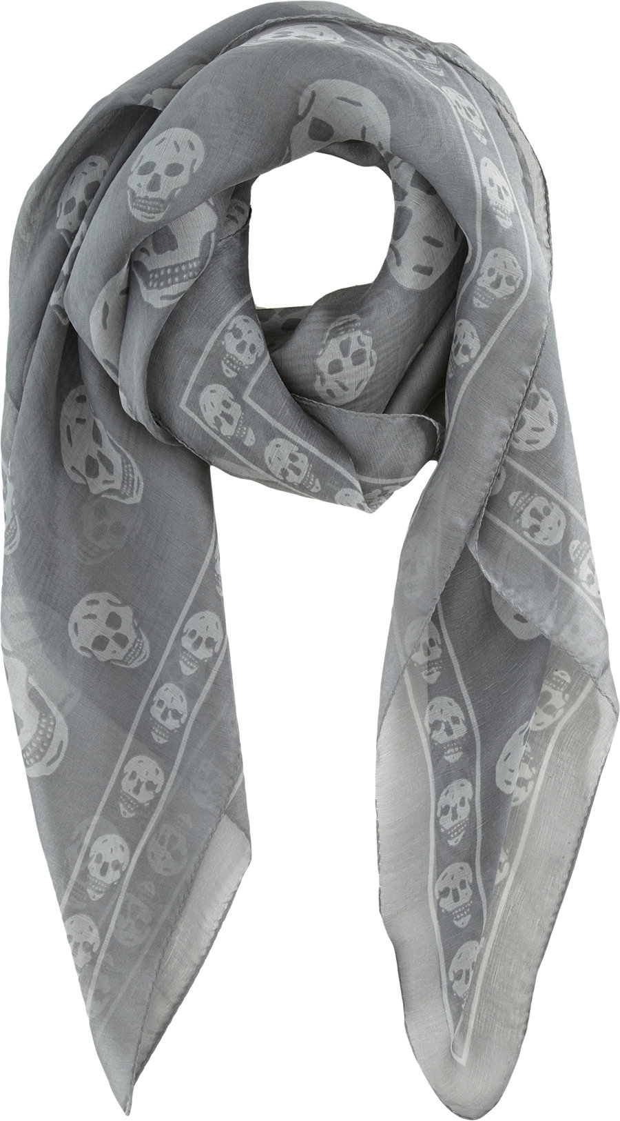 alexander mcqueen grey skull scarf