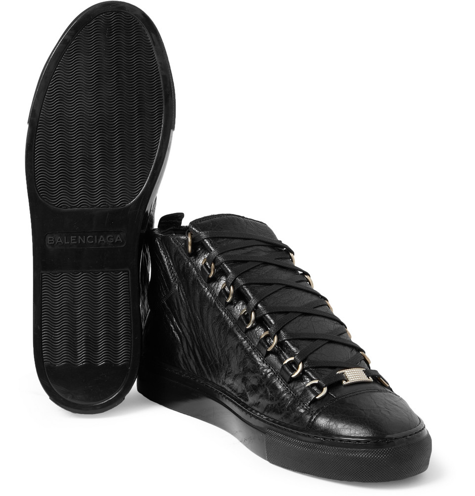 Balenciaga Arena High-Top Leather Trainers in Black for Men | Lyst