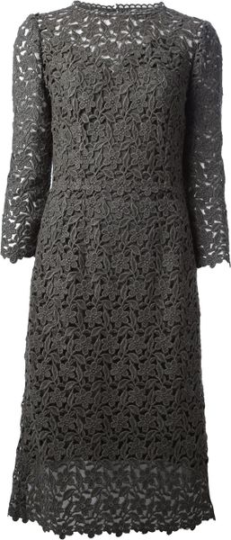 Dolce & Gabbana Crochet Dress in Gray (grey) | Lyst