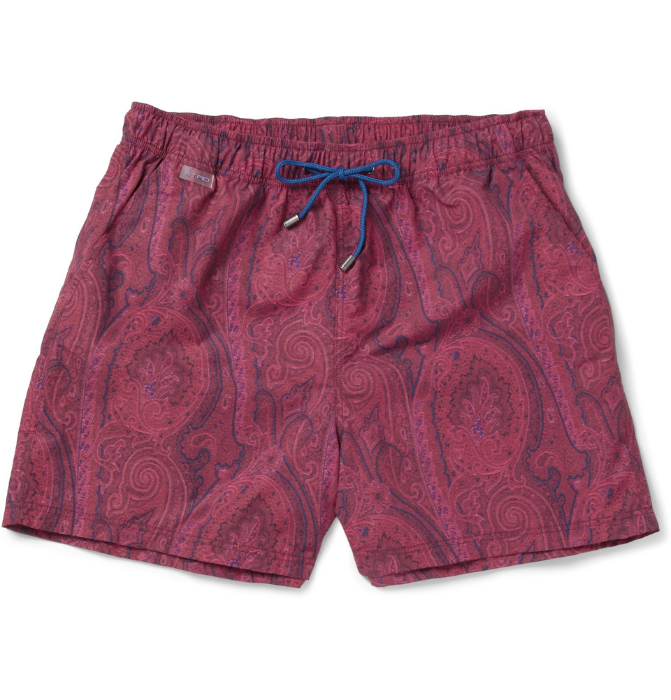 Etro Mid-Length Paisley-Print Swim Shorts in Red for Men - Lyst