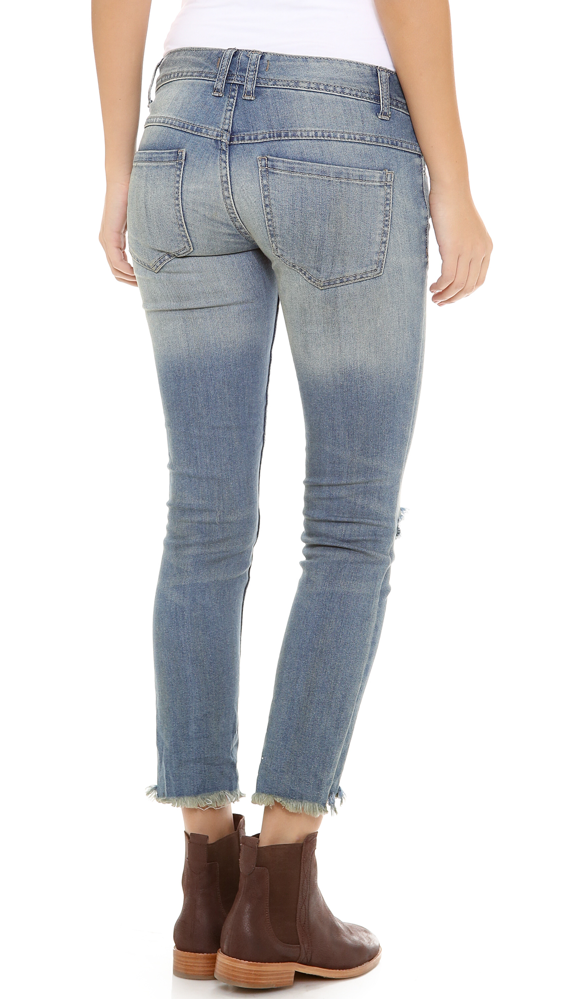 free people mid rise destroyed skinny jean