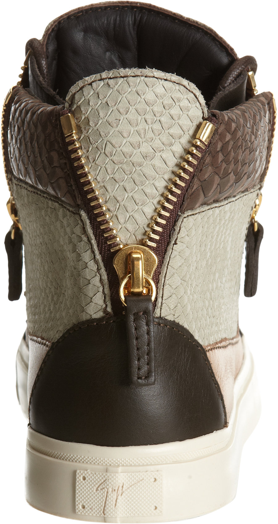 Lyst Giuseppe Zanotti Embossed High Top Zip Sneaker in Brown