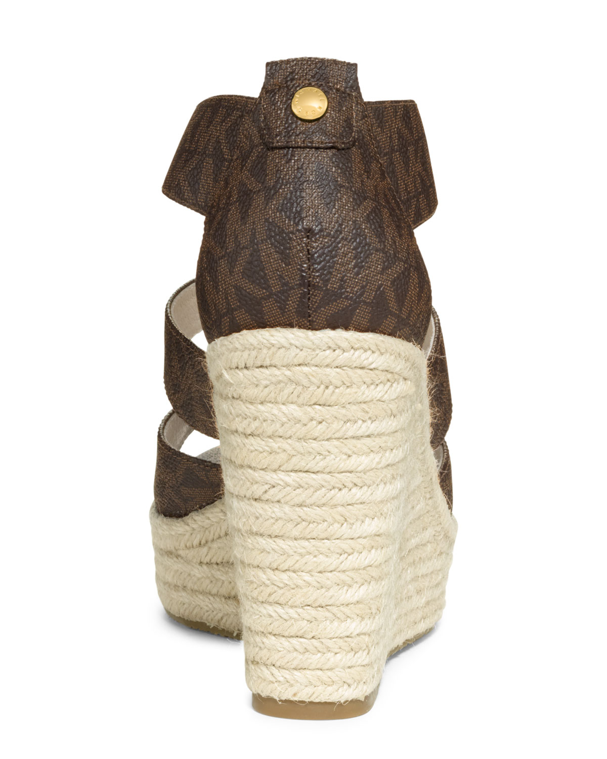 Michael Kors Damita Logo Zipper Wedge Sandal in Brown | Lyst