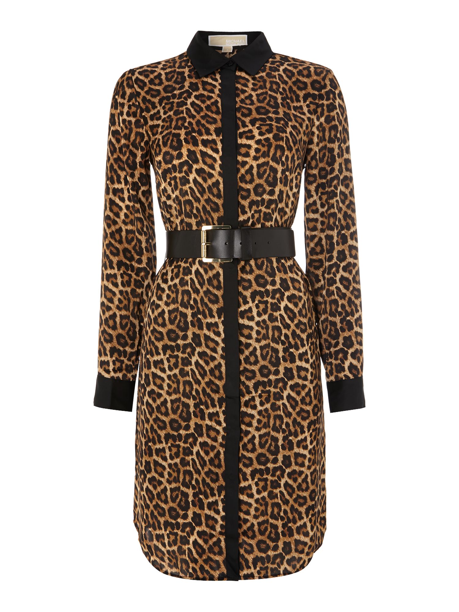 Michael Kors Leopard Print Shirt Dress with Belt in Animal (Toffee) | Lyst