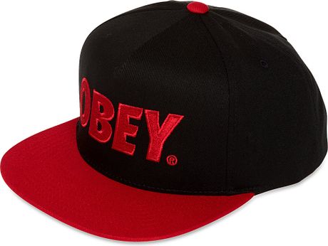 Obey Logo City Snapback Cap in Red for Men (Black / red) | Lyst