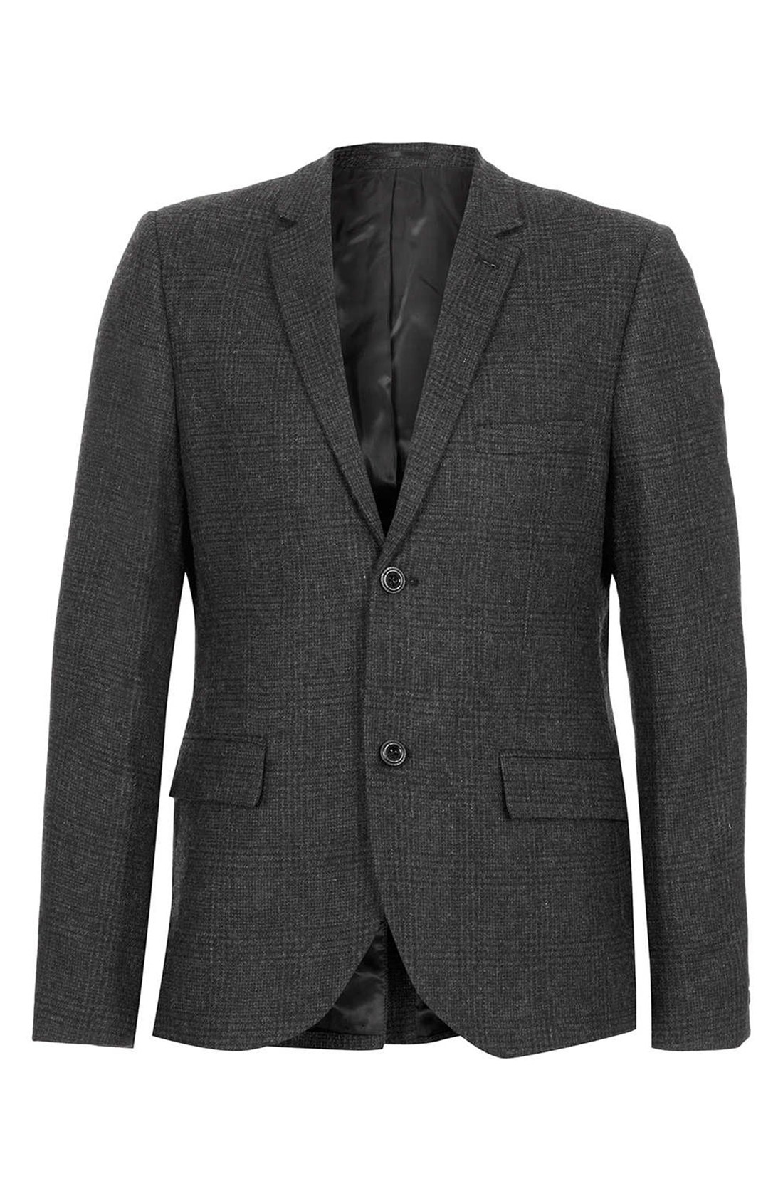 Topman Skinny Fit Check Blazer in Gray for Men (Charcoal) | Lyst