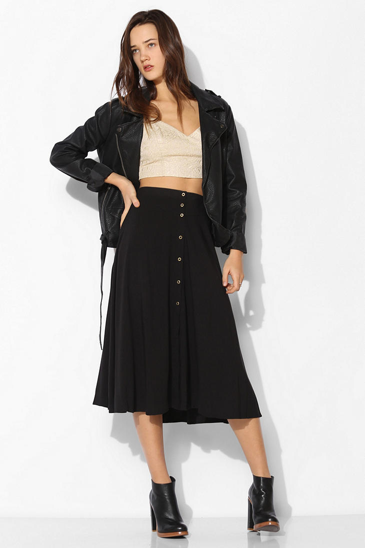 Ecote Button-down Midi Skirt in Black | Lyst