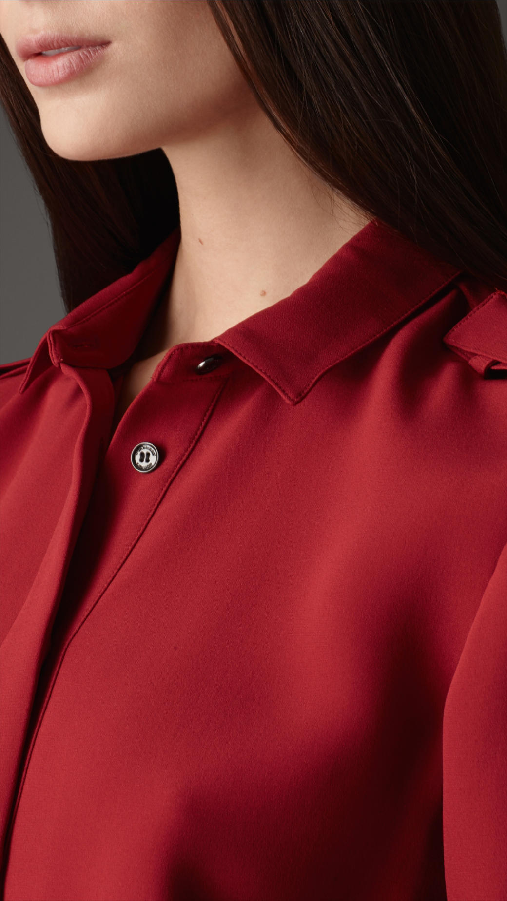 Burberry Double Silk Shirt Dress in Red Lyst