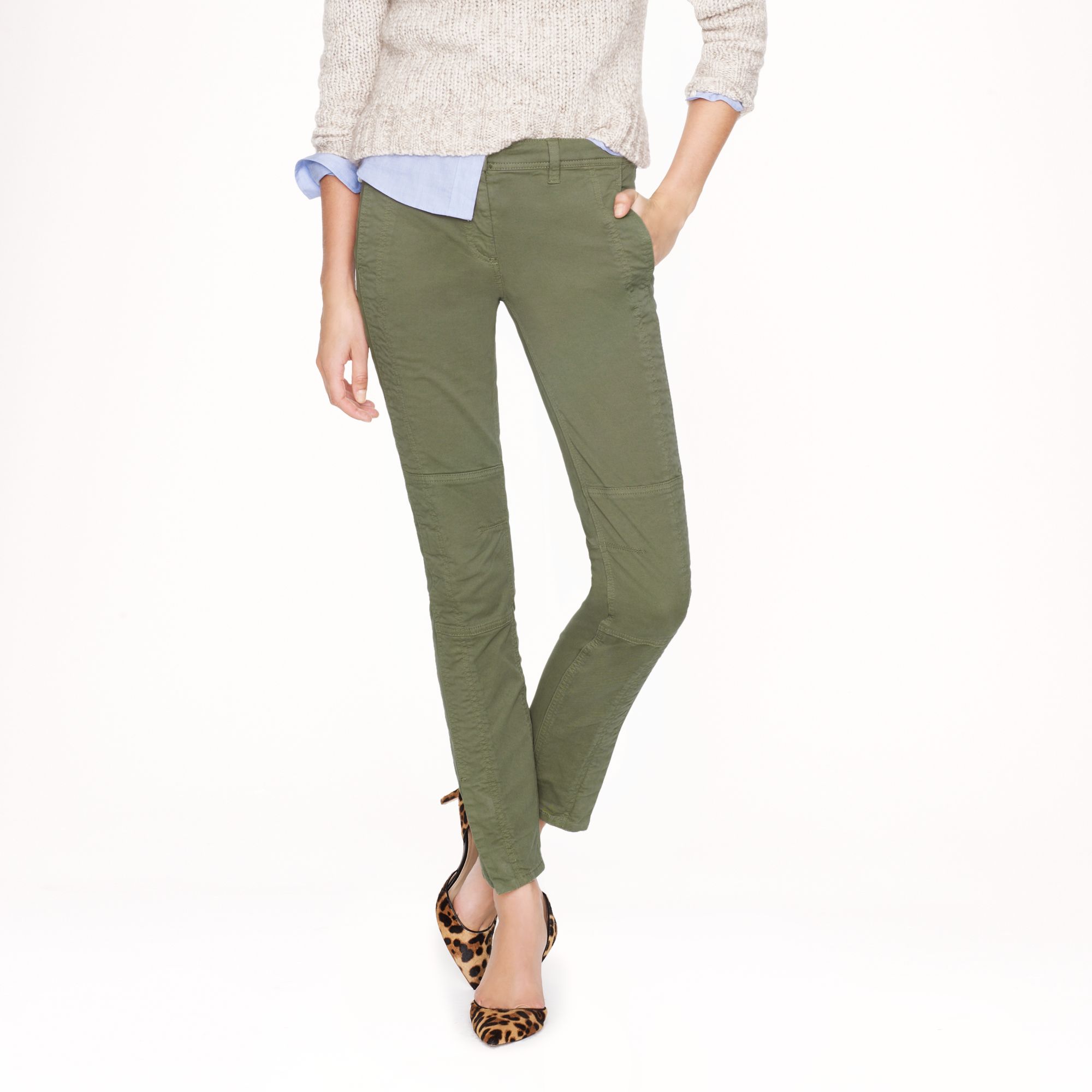 J.crew Tall Seamed Motorcycle Pant in Green - Save 32% | Lyst