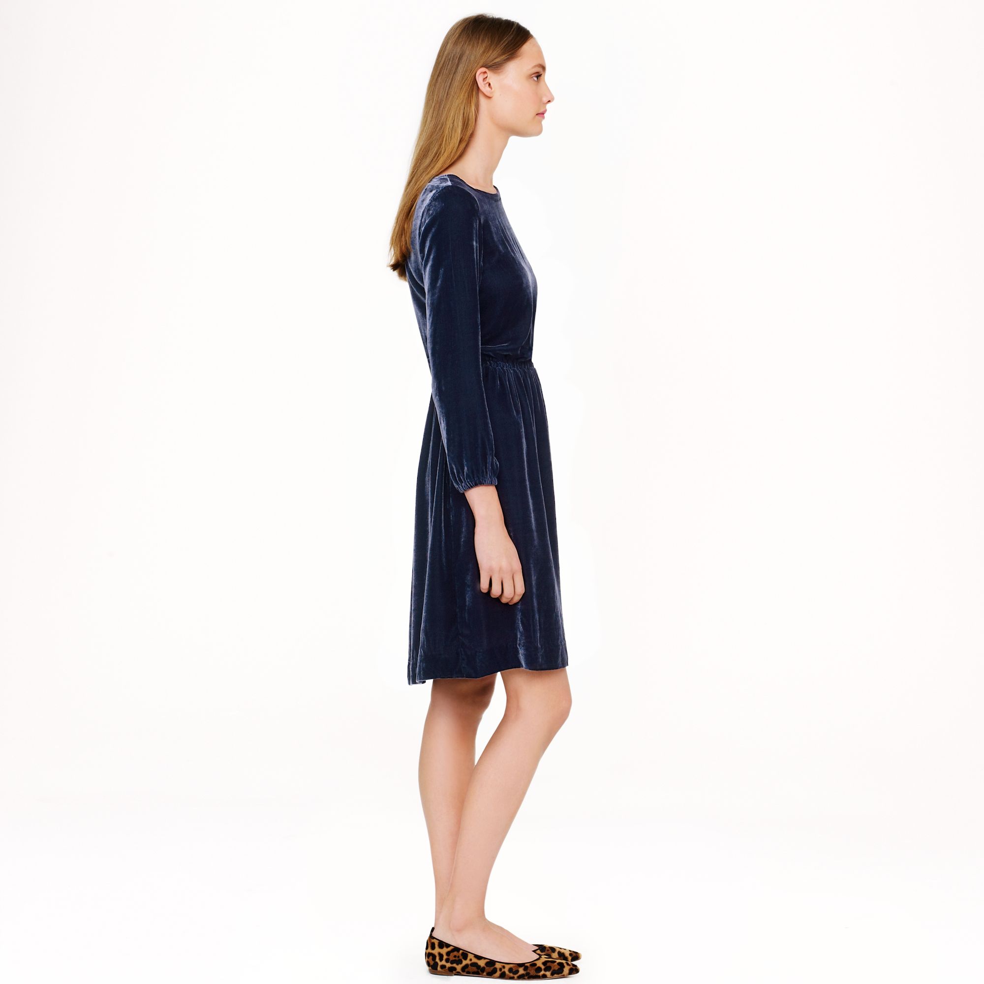 j crew blue velvet dress