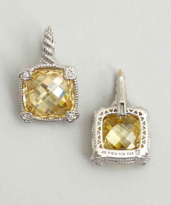 Lyst Judith Ripka Canary Crystal Large Cushion Earrings In Yellow Gallery