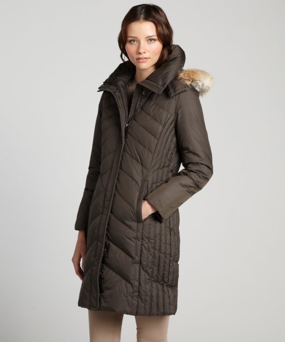Lyst - Marc New York Olive Quilted Mercer Coyote Fur Hooded Jacket in ...