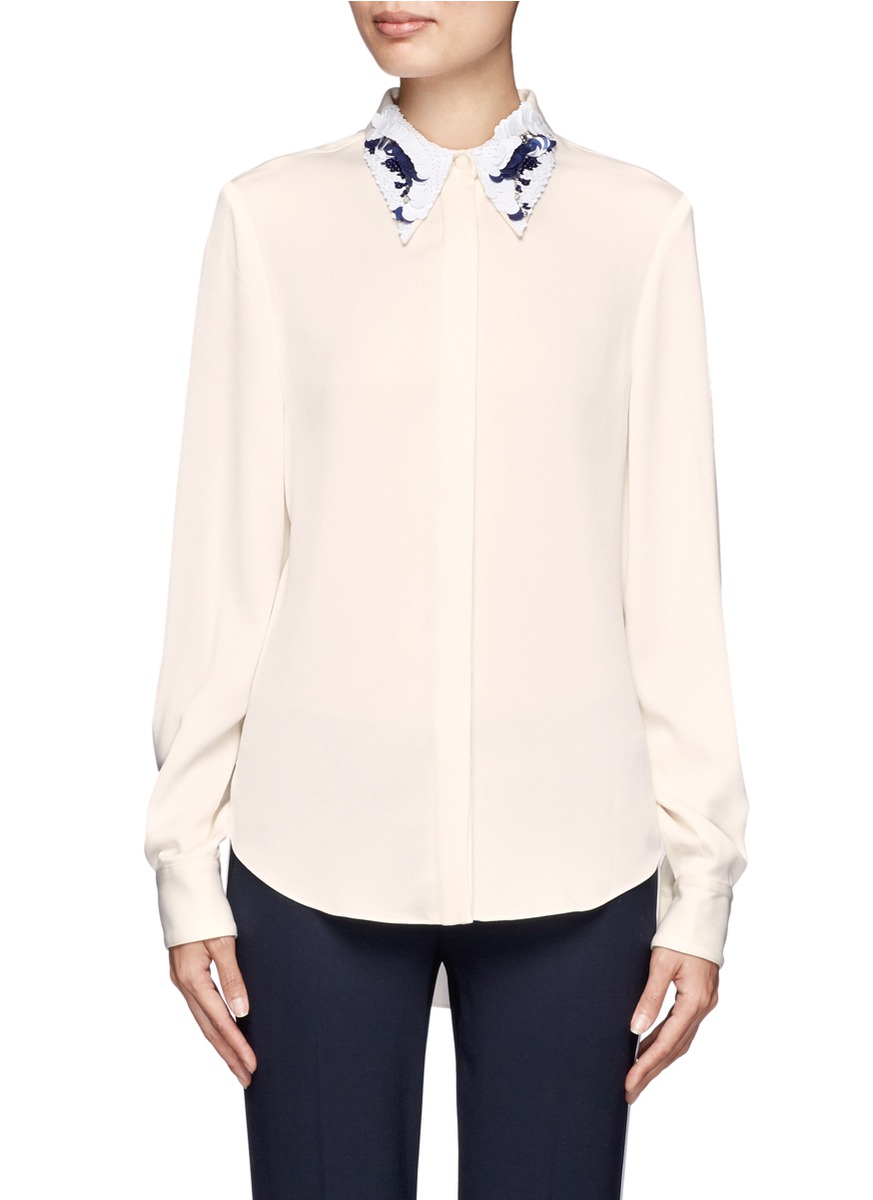 Lyst - 3.1 phillip lim Embellished Collar Blouse in White