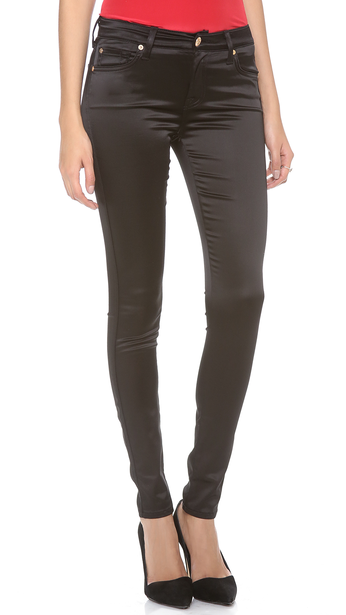 7 For All Mankind The Skinny Pants in Black | Lyst