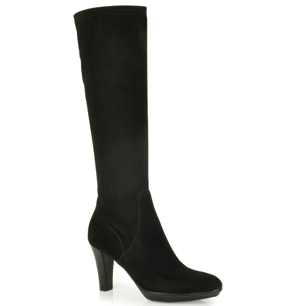 tall black suede boots flat