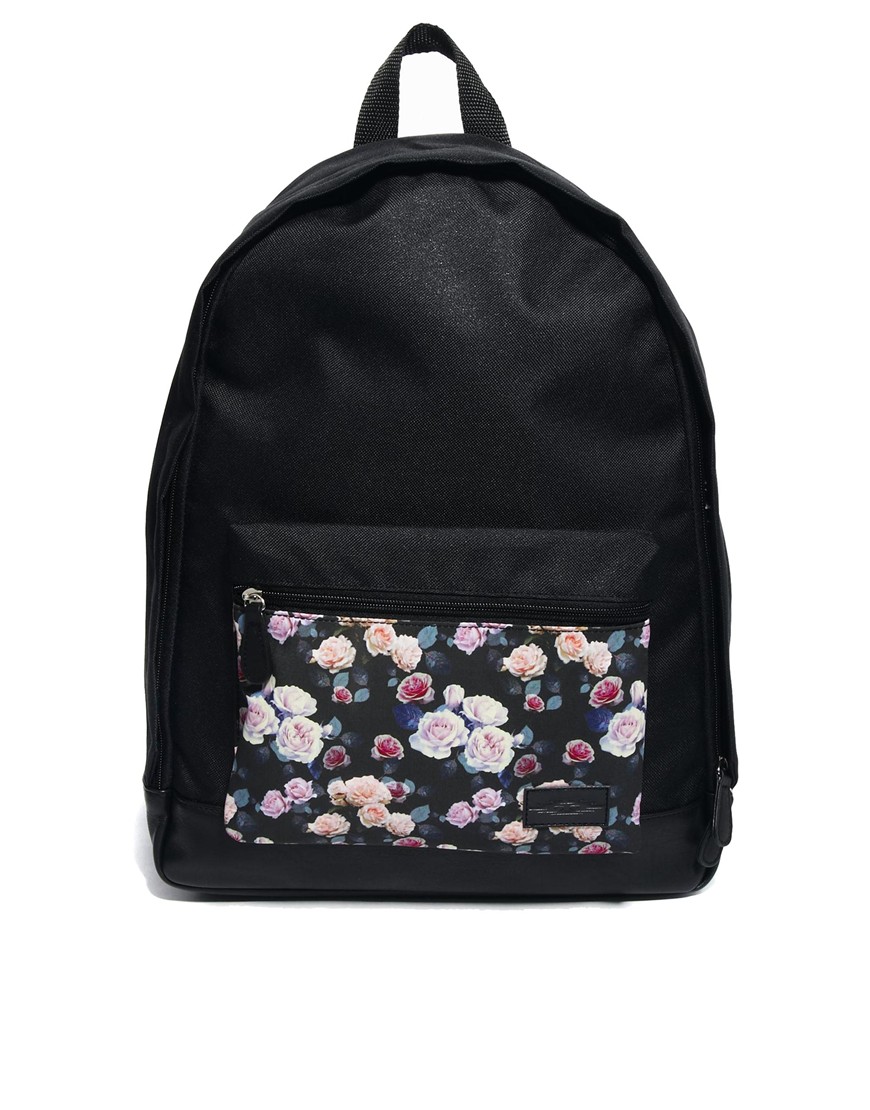 Lyst Asos Backpack with Floral Pocket in Black for Men