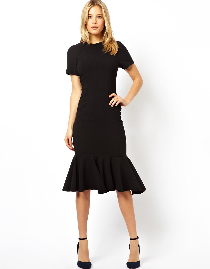 ASOS Midi Dress with Peplum Hem in ...