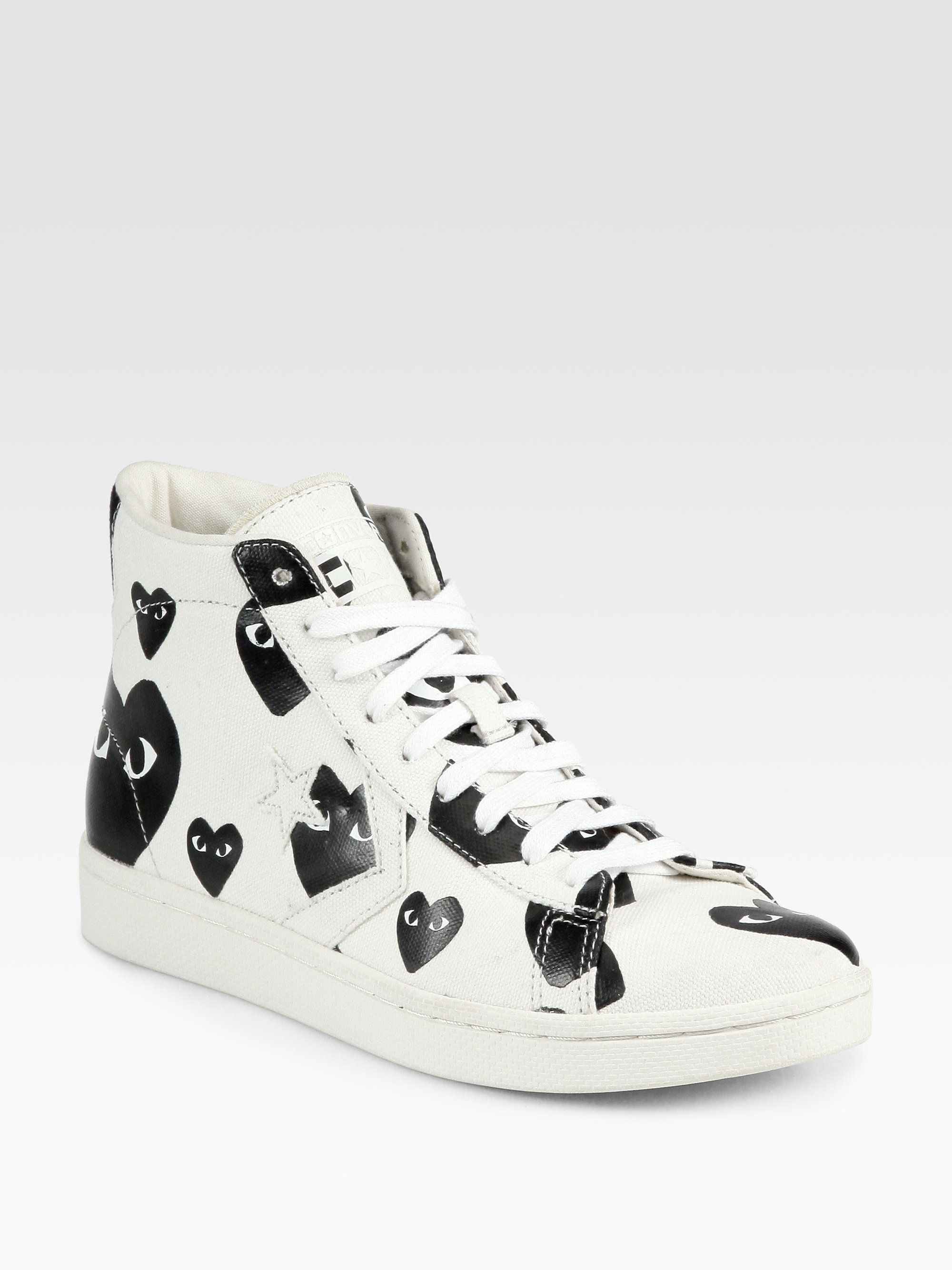 Comme des Garçons Canvas High-Top Sneakers in Black White (White) - Lyst