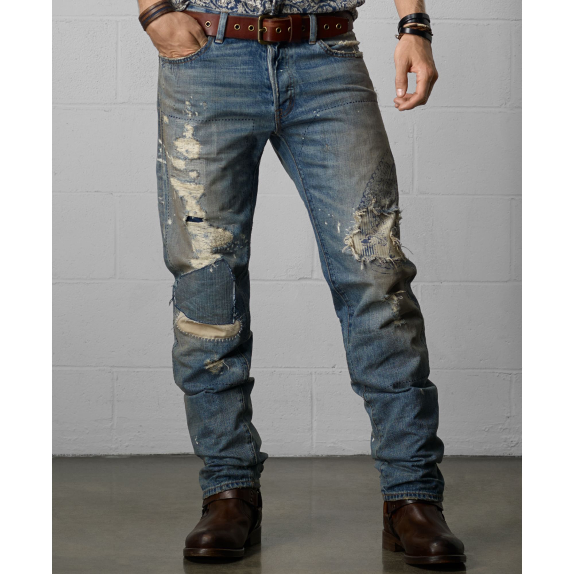 Denim & Supply Ralph Lauren Distressed Straightfit Jeans in Blue for Men |  Lyst