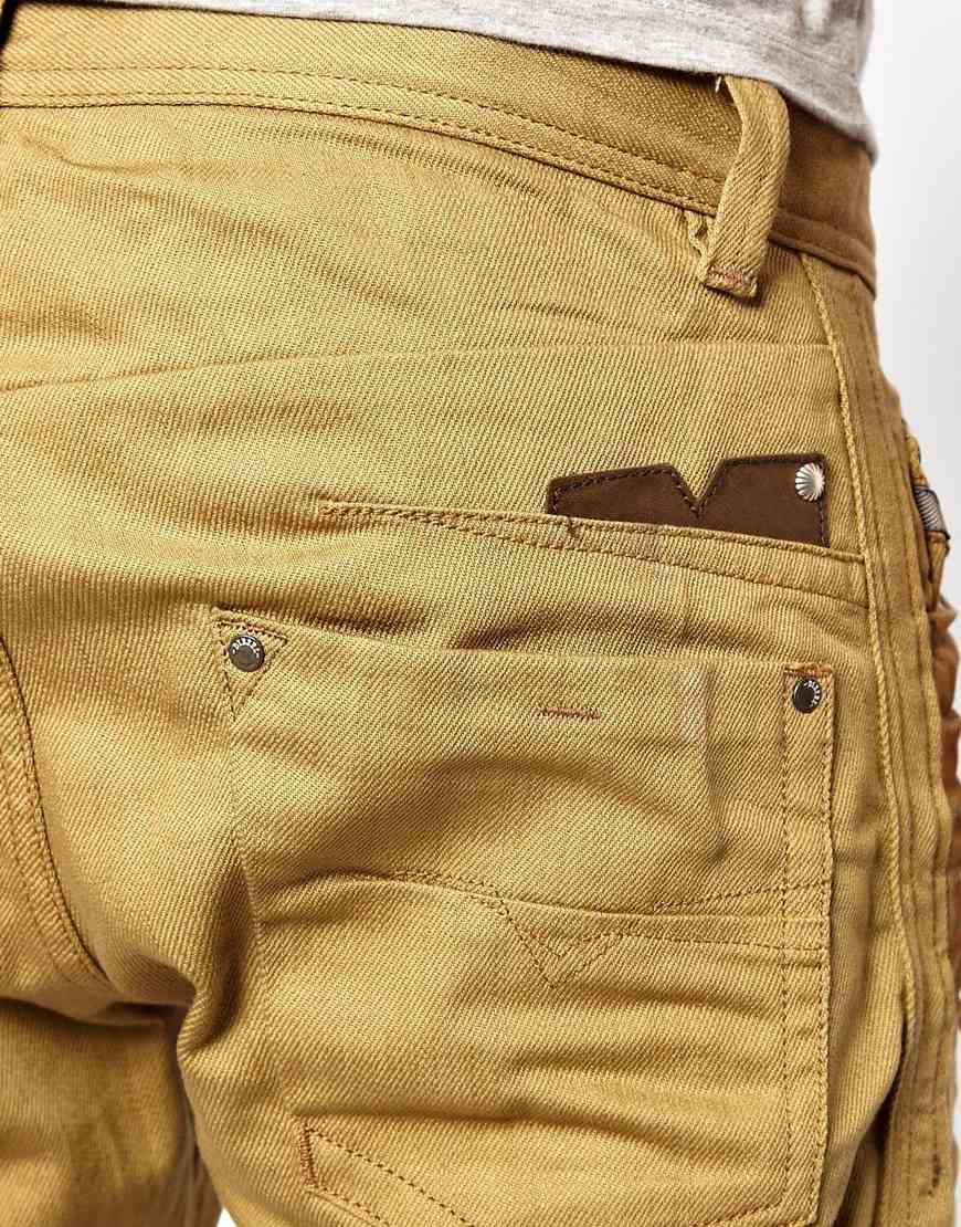 DIESEL Jeans Darron 8qu Slim Fit Beige in Natural for Men - Lyst