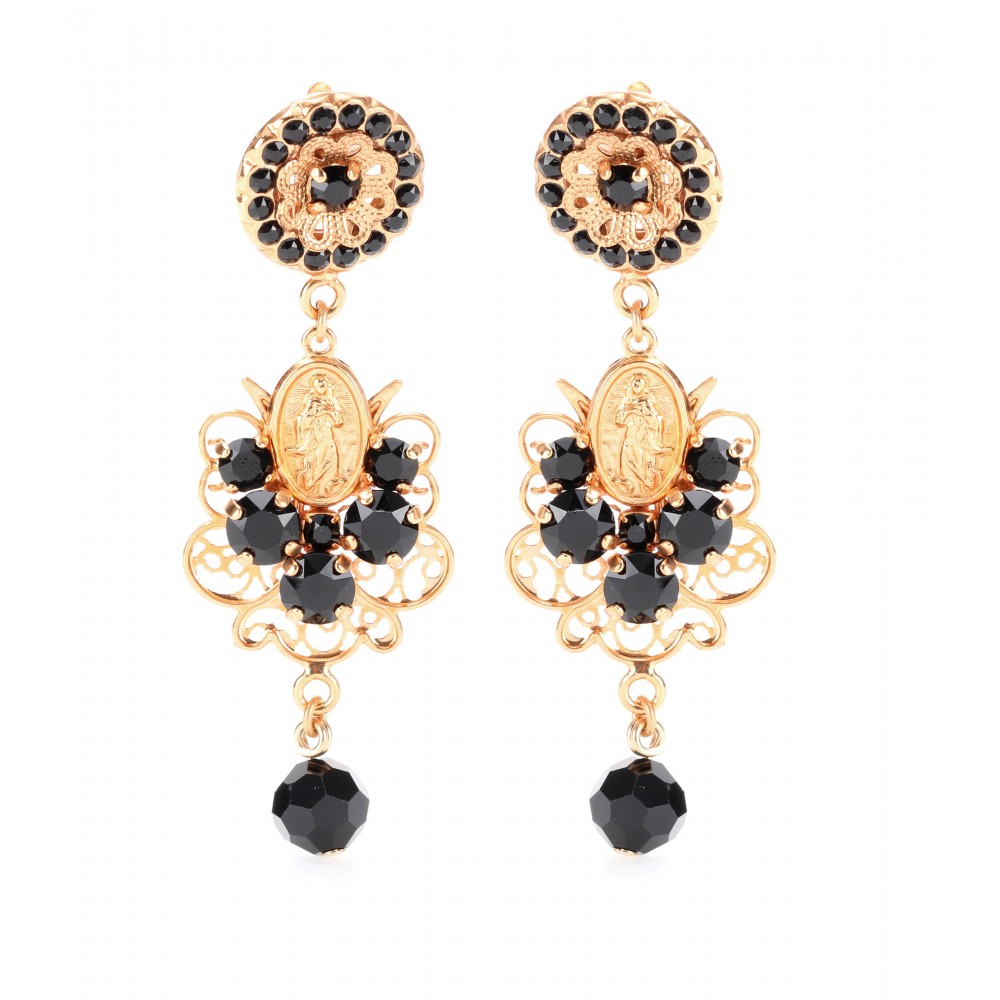 Lyst Dolce & gabbana Bead and Crystalembellished Clipon Earrings in Black