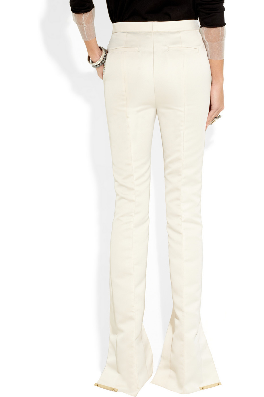 white slit pants