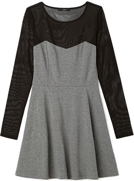Forever 21 Show Off Skater Dress in Gray (HEATHER GREY/BLACK) | Lyst