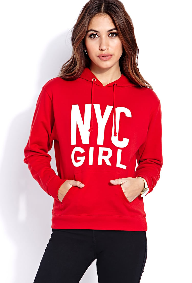 girl in red sweatshirt